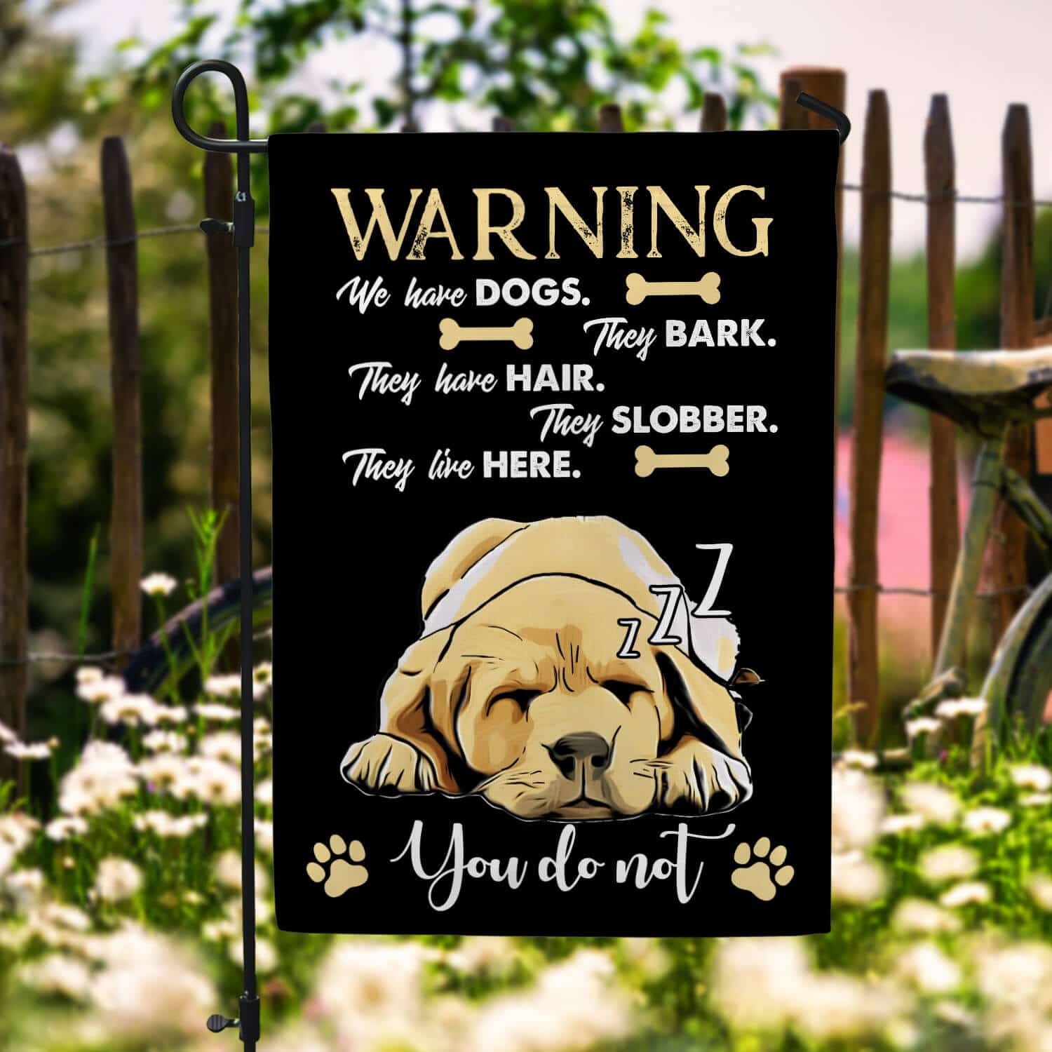 3HV. Warning 1 Garden Flag Mockup 6