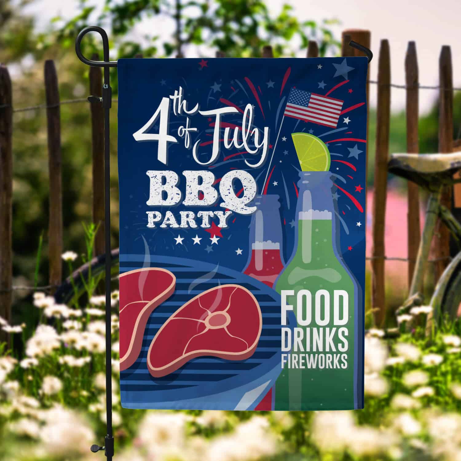 3HV. BBQ Flag(7) Garden Flag Mockup 6