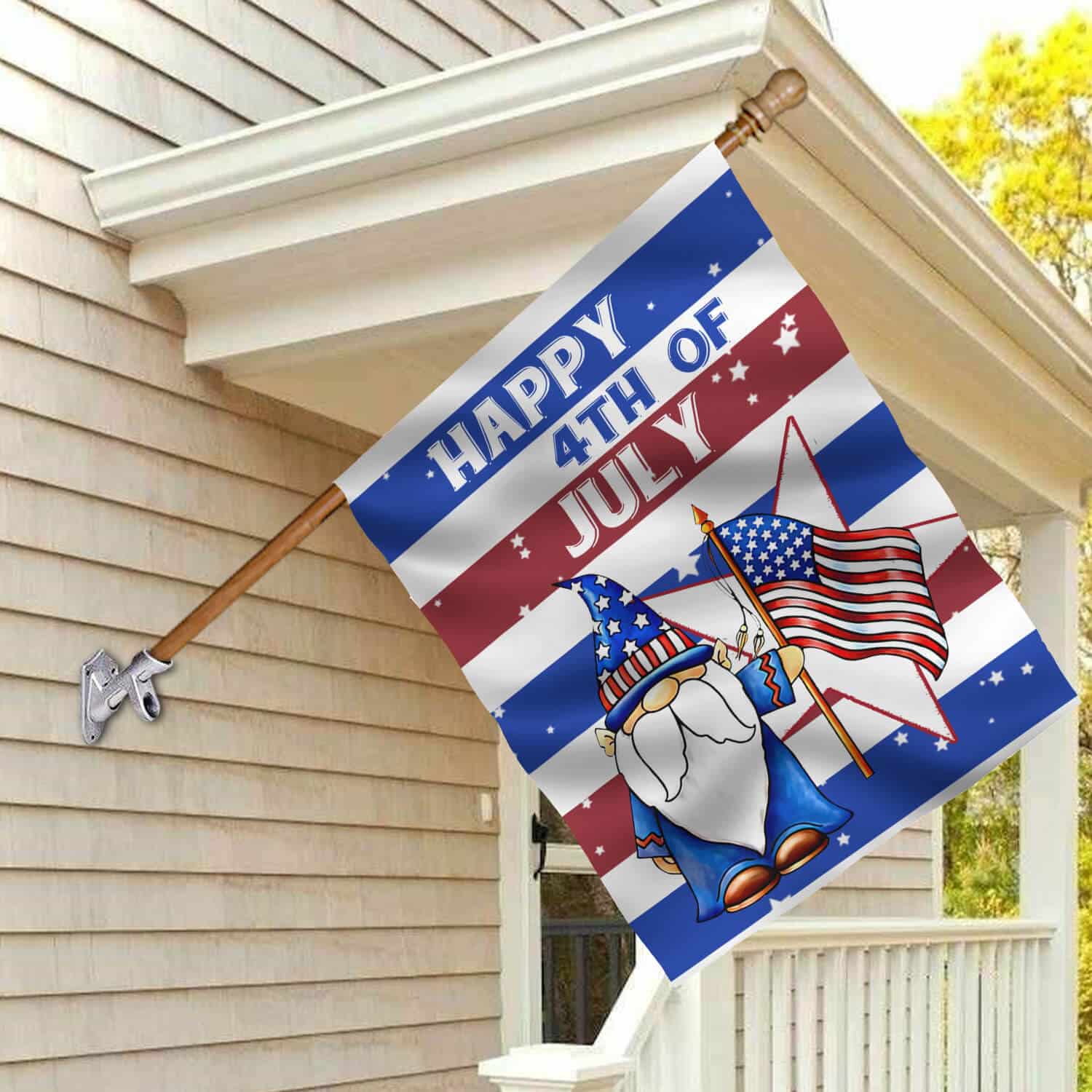 2HV. Gnome Flag (4) House Flag Mockup 2