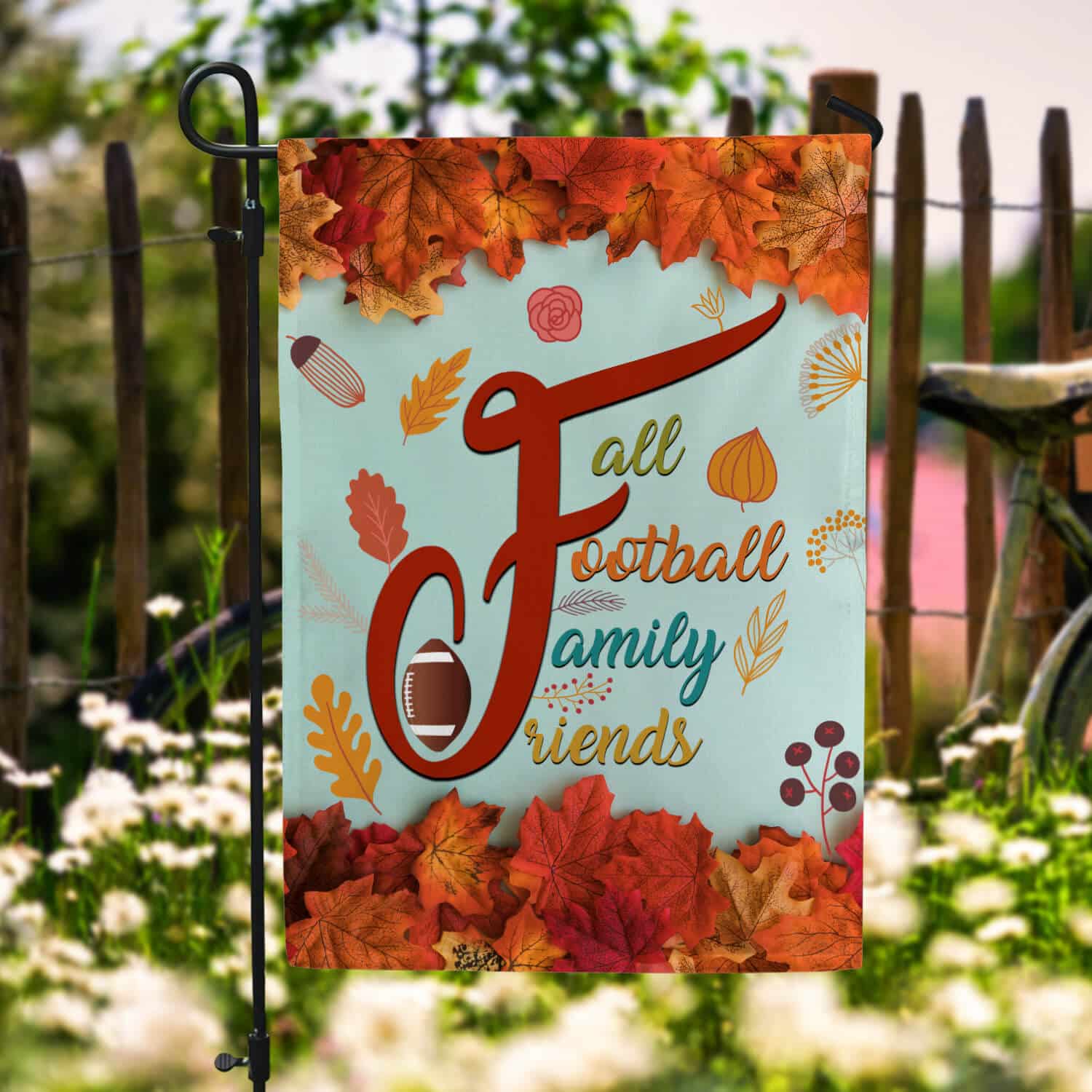 8HV. Fall Family Football Garden Flag Mockup 6