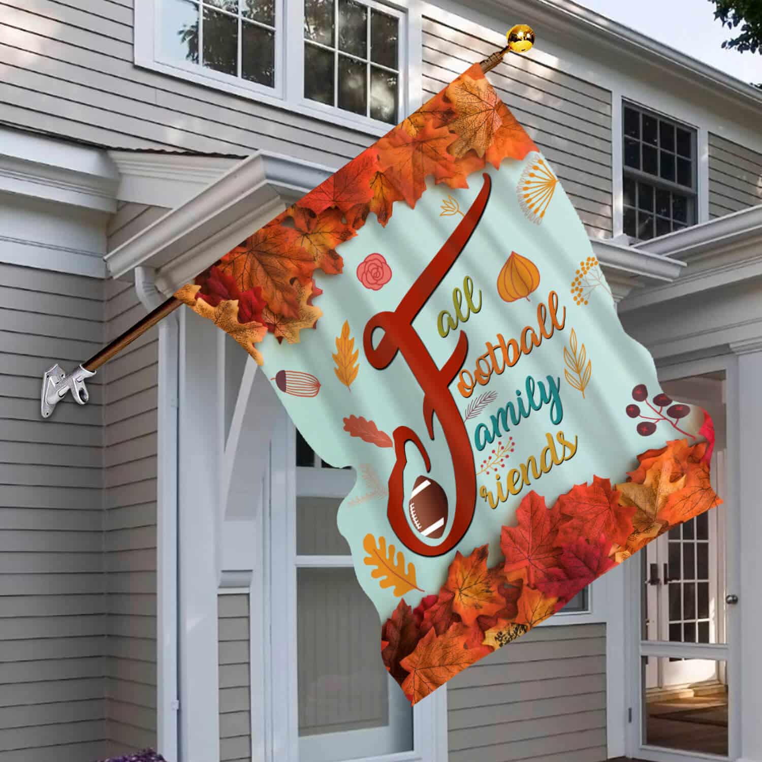 8HV. Fall Family Football House Flag Mockup 6