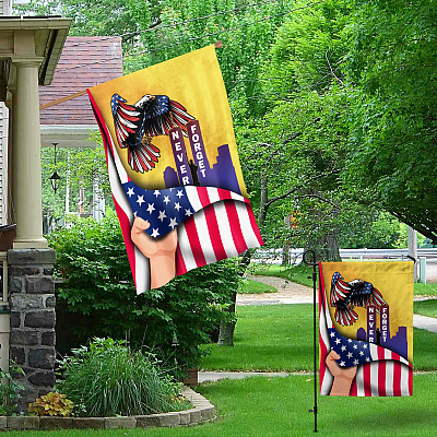 Alternative view of Patriot Day American Eagle 9-11 Never Forget In Memory September 11th Decorative Garden Flag – Wall House Flag