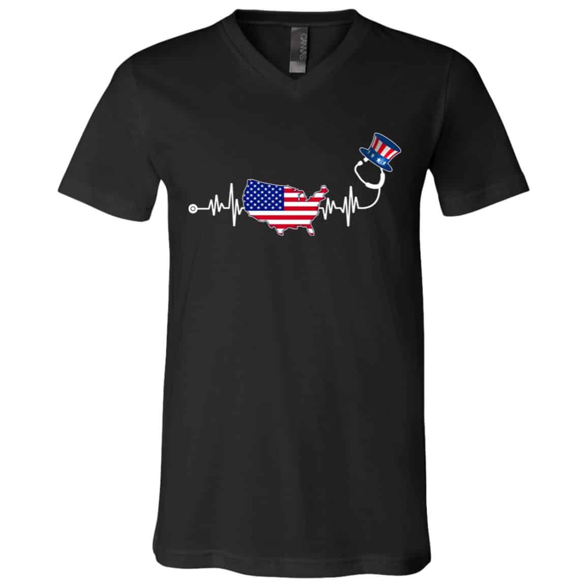 Nurse 4th Of July tee, Black, V-Neck T-Shirt Nurse 4th Of July tee, Black, V-Neck T-Shirt