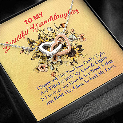 To My Beautiful Granddaughter I Squeezed This Necklace Really Tight Interlocking Hearts Pendant Necklace