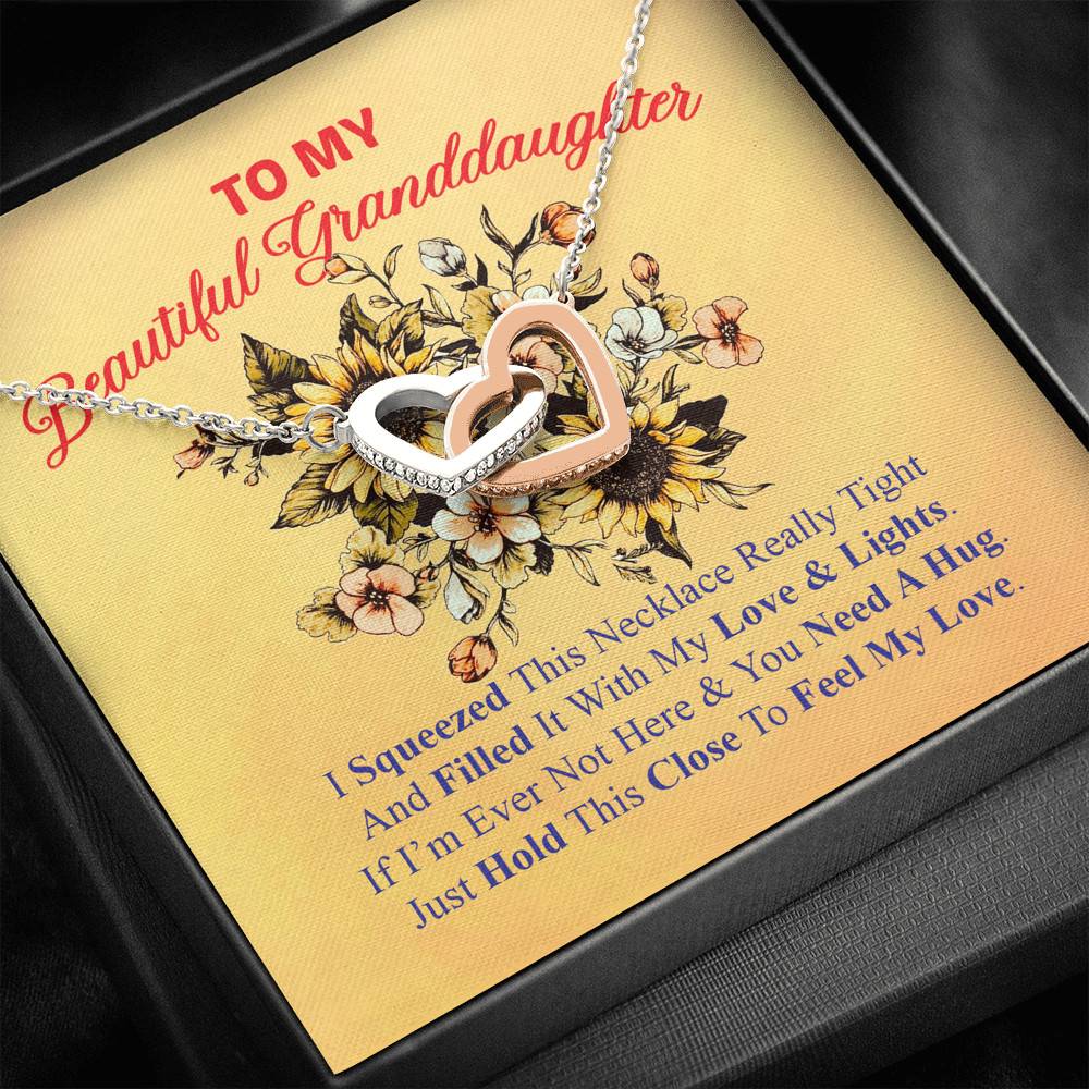 To My Beautiful Granddaughter I Squeezed This Necklace Really Tight Interlocking Hearts Pendant Necklace