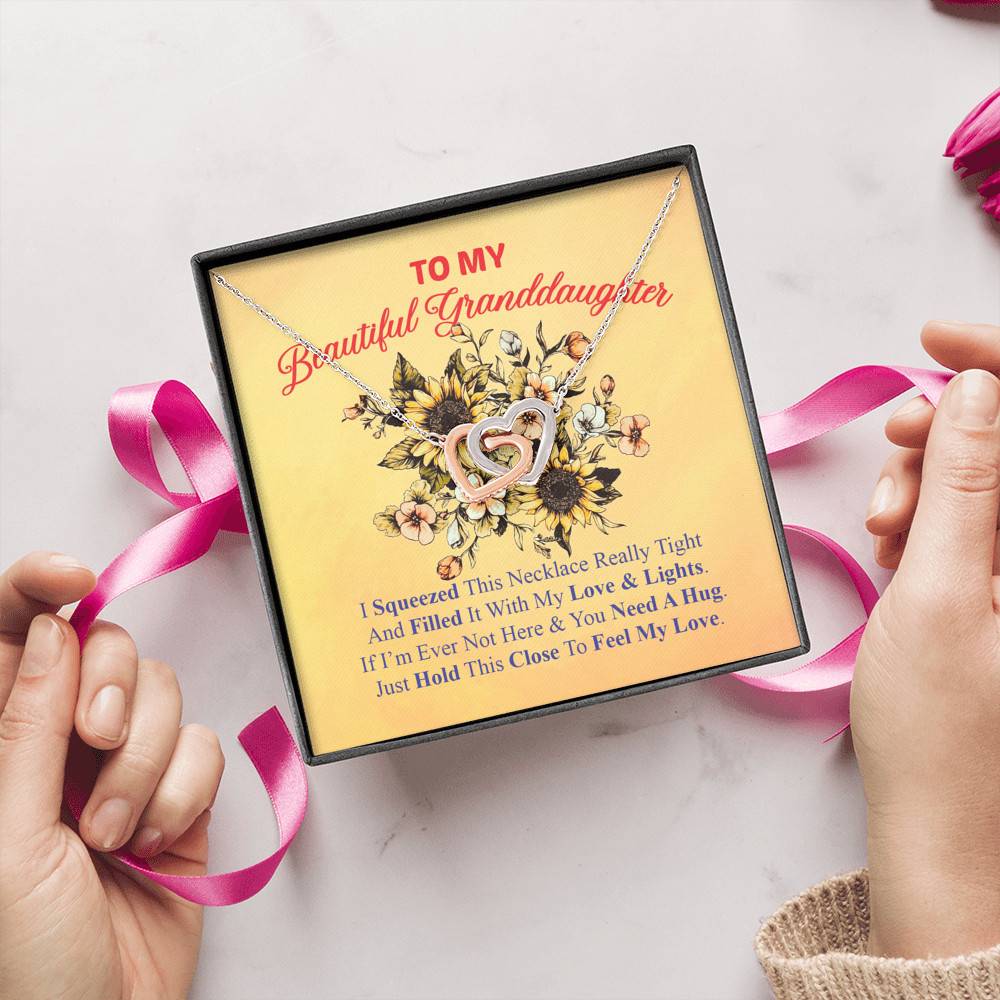 To My Beautiful Granddaughter I Squeezed This Necklace Really Tight Interlocking Hearts Pendant Necklace