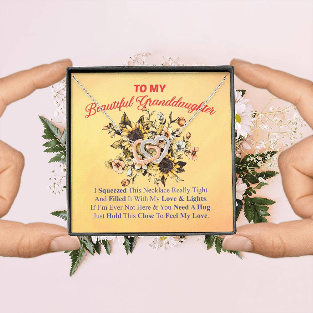 To My Beautiful Granddaughter I Squeezed This Necklace Really Tight Interlocking Hearts Pendant Necklace