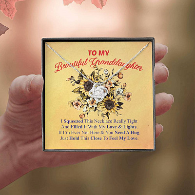 To My Beautiful Granddaughter I Squeezed This Necklace Really Tight Love Knot Necklace - Gift For Granddaughter