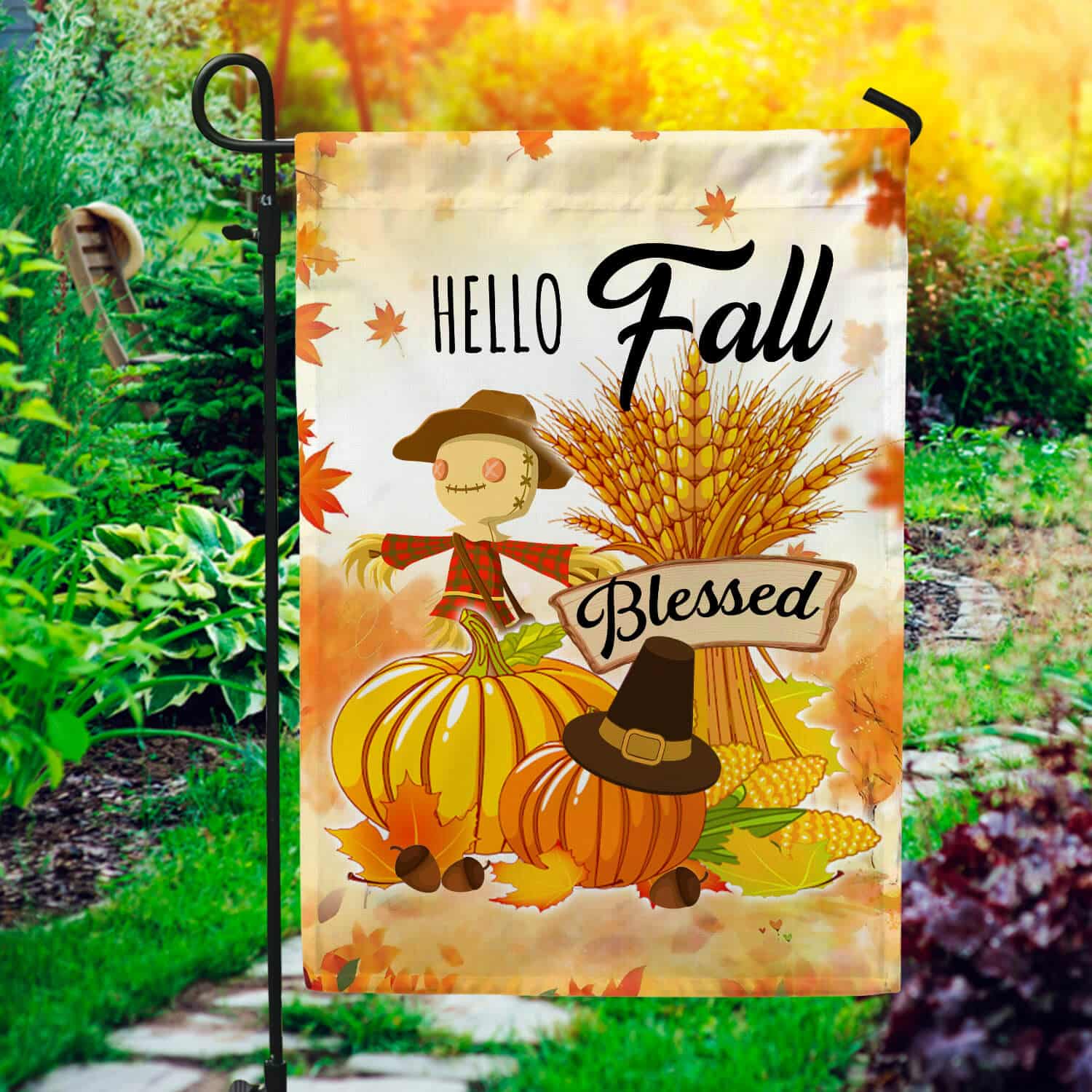 9HV. Hello Fall (5) Garden Flag Mockup 1