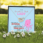 To My Smokin' Hot Lady Wish I Was An Octopus To Touch Your Butt Interlocking Hearts Pendant Necklace