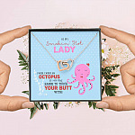 To My Smokin' Hot Lady Wish I Was An Octopus To Touch Your Butt Interlocking Hearts Pendant Necklace