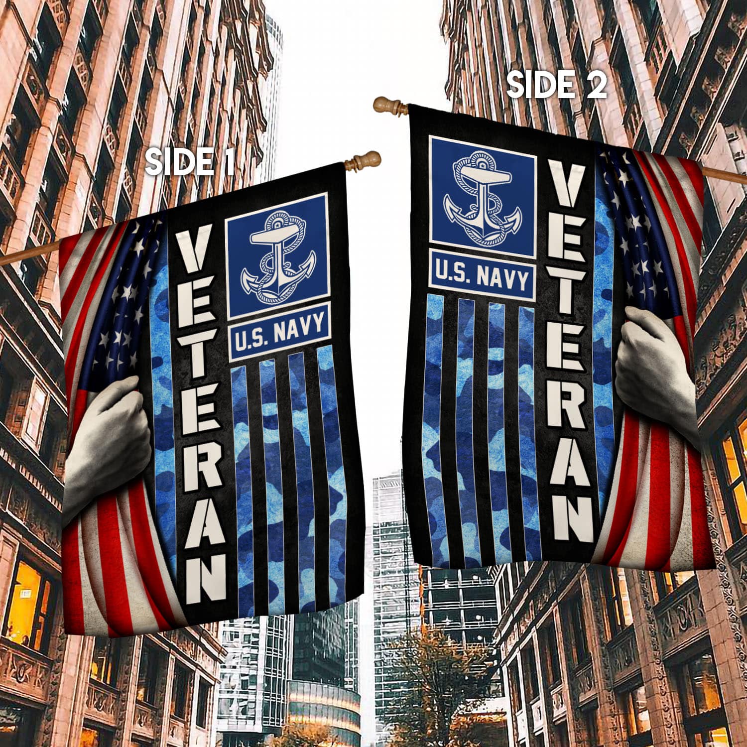 5O. Veteran Us Navy-side 1 House Flag Mockup 2 Side-1