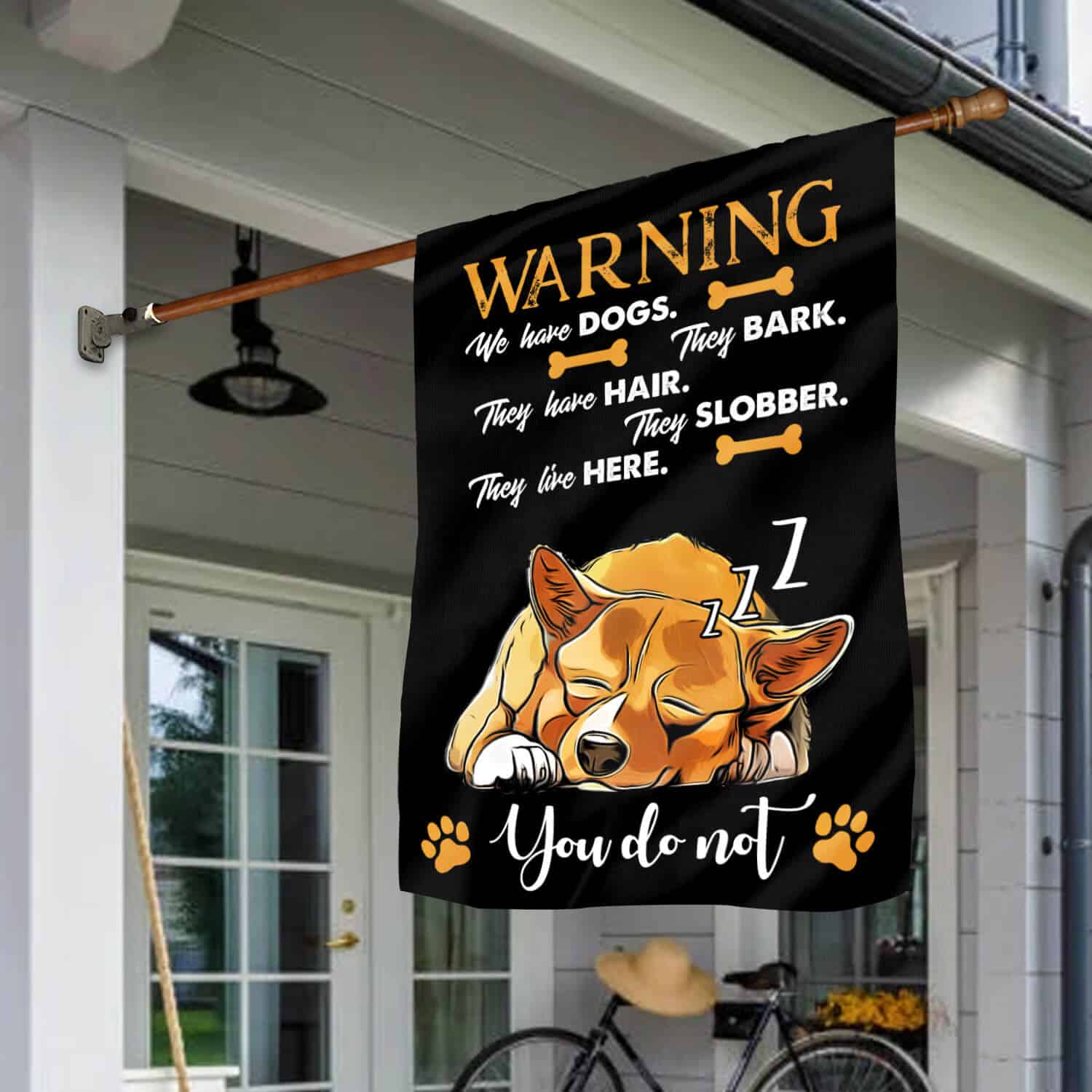 3HV. Warning 2 House Flag Mockup 1