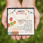 Happy Birthday Laugh With Friends Eat Cake There's So Much To Love Interlocking Hearts Pendant Necklace