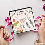 Happy Birthday Laugh With Friends Eat Cake There's So Much To Love Interlocking Hearts Pendant Necklace