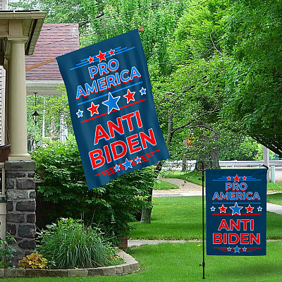 Alternative view of Pro American Anti Biden Garden Flag - Trump Supporter Political House Flag