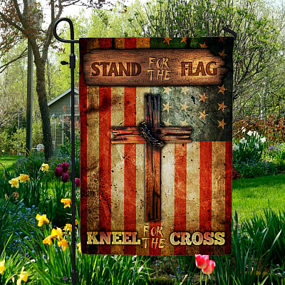 Stand For The Flag Kneel for The Cross Decorative Garden Flag - Indoor Outdoor Flag - House Flag
