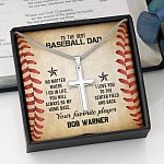 Personalized To The Best Baseball Dad Cross Pendant Necklace - Funny Gift For Baseball Dad Personalized To The Best Baseball Dad Cross Pendant Necklace - Funny Gift For Baseball Dad