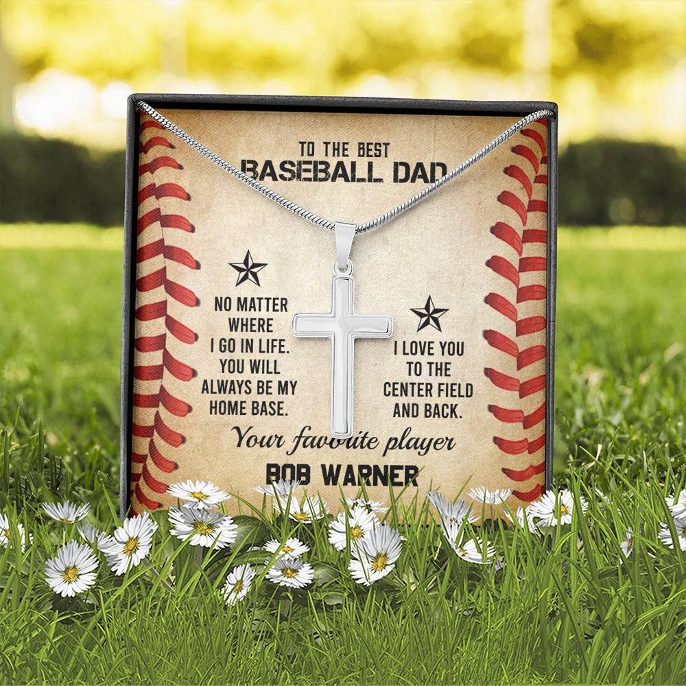 Personalized To The Best Baseball Dad Cross Pendant Necklace - Funny Gift For Baseball Dad Personalized To The Best Baseball Dad Cross Pendant Necklace - Funny Gift For Baseball Dad