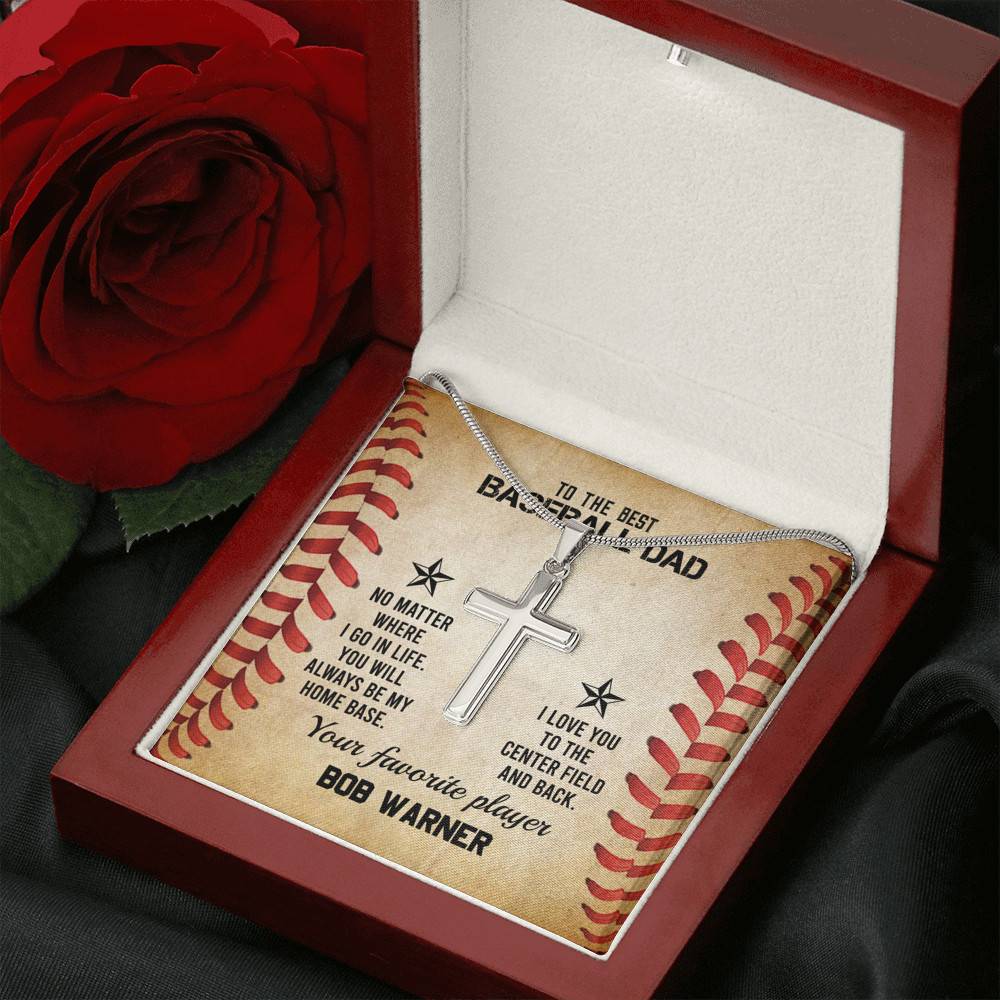 Personalized To The Best Baseball Dad Cross Pendant Necklace - Funny Gift For Baseball Dad Personalized To The Best Baseball Dad Cross Pendant Necklace - Funny Gift For Baseball Dad