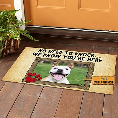 Alternative view of Personalized Custom Photo Dog Pet No Need To Knock We Know You're Here Indoor Outdoor Doormat