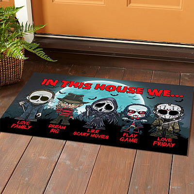 Alternative view of In This House We Love Family Dream Big Like Scary Movies Play Game Horror Doormat - Outdoor Indoor Doormat