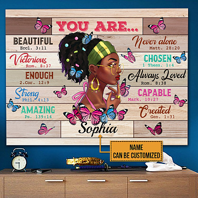 Personalized God Says You Are Beautiful Wrapped Framed Canvas - Unframed Poster - Home Decor Wall Art