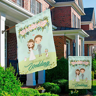 Alternative view of Welcome to Our Wedding Garden Flag - Wedding Party Decorations House Flag - Wall Flag