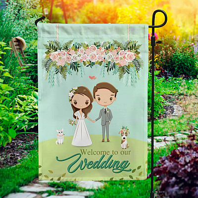 Welcome to Our Wedding Garden Flag - Wedding Party Decorations House Flag - Wall Flag