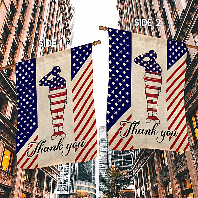 Alternative view of Memorial Day Thank You Veterans American Flag - Happy Veterans Day Flag
