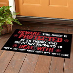 4VT. Satan Beware This House Is Protected Doormat mockup 1