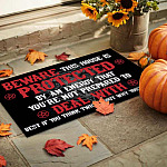 4VT. Satan Beware This House Is Protected Doormat mockup 9