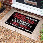 4VT. Satan Beware This House Is Protected Doormat mockup 10