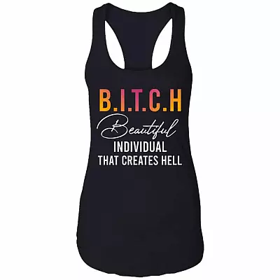 bitch tank, Black, Ladies Racerback Tank