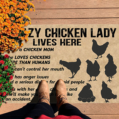 Alternative view of A Crazy Chicken Lady Lives Here She Is a Chicken Mom Crazy Chicken Lady Gifts Entrance Outdoor Decorative Doormat