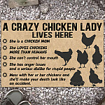 A Crazy Chicken Lady Lives Here She Is a Chicken Mom Crazy Chicken Lady Gifts Entrance Outdoor Decorative Doormat