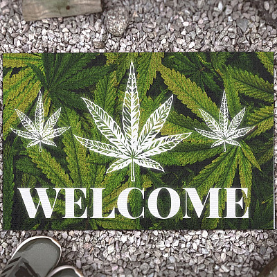 Weed Leaf Welcome Doormat - Outdoor Indoor Doormat
