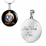 Personalized Photo Daughter of The King Romans 8:15 Circle Pendant Necklace - Bangle