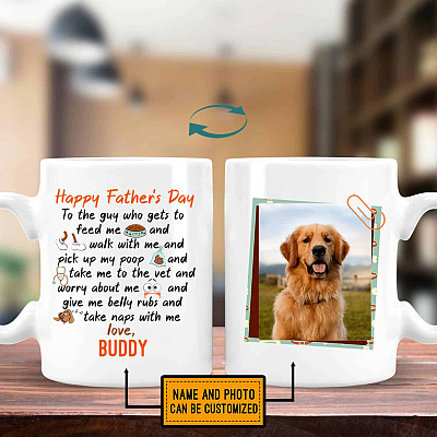 Alternative view of Custom Photo Happy Father's Day To The Guy Who Feed Me Dog Coffee Mug - Beer Stein - Color Changing Mug
