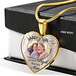 Personalized Photo Daddy's Girl I Used to Be His Angel Now He's Mine Heart Pendant Necklace - Bangle