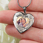 Personalized Photo Daddy's Girl I Used to Be His Angel Now He's Mine Heart Pendant Necklace - Bangle