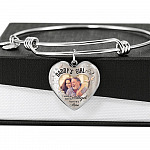 Personalized Photo Daddy's Girl I Used to Be His Angel Now He's Mine Heart Pendant Necklace - Bangle