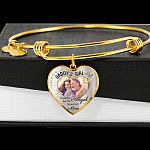 Personalized Photo Daddy's Girl I Used to Be His Angel Now He's Mine Heart Pendant Necklace - Bangle