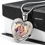 Personalized Photo Daddy's Girl I Used to Be His Angel Now He's Mine Heart Pendant Necklace - Bangle
