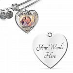 Personalized Photo Daddy's Girl I Used to Be His Angel Now He's Mine Heart Pendant Necklace - Bangle