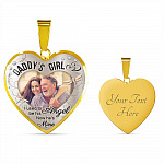 Personalized Photo Daddy's Girl I Used to Be His Angel Now He's Mine Heart Pendant Necklace - Bangle