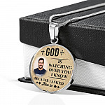 Personalized Photo God Is Watching Over You I Know Because I Asked Him to Circle Pendant Necklace - Bangle