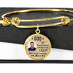 Personalized Photo God Is Watching Over You I Know Because I Asked Him to Circle Pendant Necklace - Bangle
