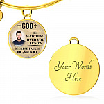 Personalized Photo God Is Watching Over You I Know Because I Asked Him to Circle Pendant Necklace - Bangle