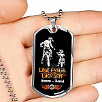 Personalized Like Father Like Son Dirt Bike Dog Tag Pendant Necklace Personalized Like Father Like Son Dirt Bike Dog Tag Pendant Necklace